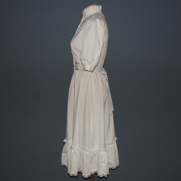 Vintage GUNNE SAX Cream Prairie Midi Dress sz S/M - Picture 2 of 5